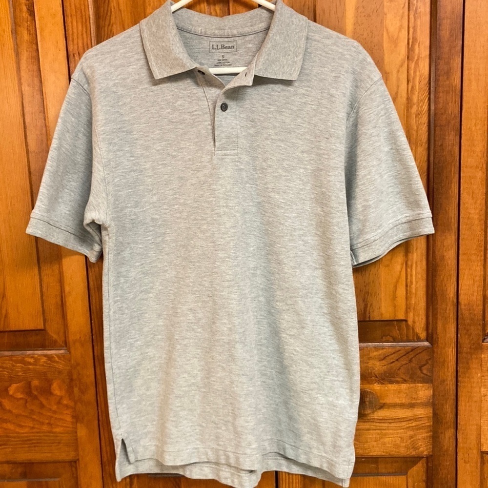 LL Bean Mens Polo Shirt Grey Size S
